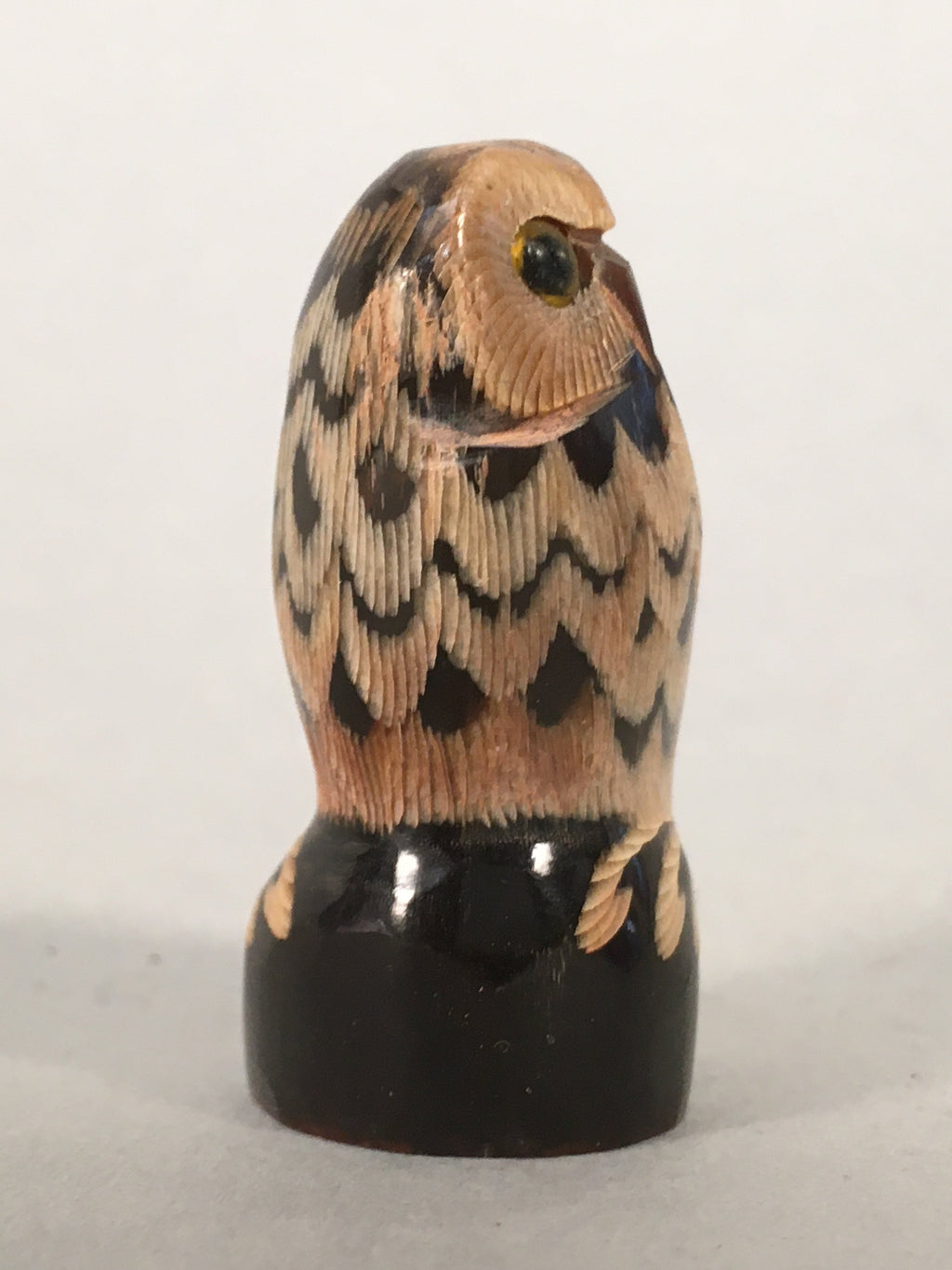 Japanese Kokeshi Doll Vtg Wooden Figurine Owl Bird Lucky Charm KF496