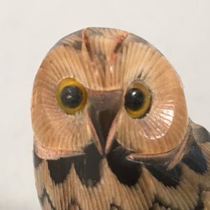 Japanese Kokeshi Doll Vtg Wooden Figurine Owl Bird Lucky Charm KF496