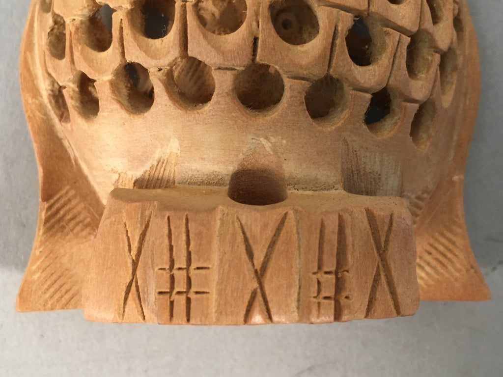 Japanese Kokeshi Doll Vtg Wooden Figurine Owl Bird Lucky Charm Lattice KF498