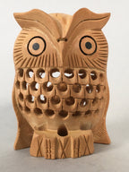 Japanese Kokeshi Doll Vtg Wooden Figurine Owl Bird Lucky Charm Lattice KF498