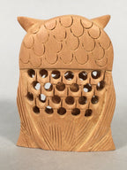 Japanese Kokeshi Doll Vtg Wooden Figurine Owl Bird Lucky Charm Lattice KF498