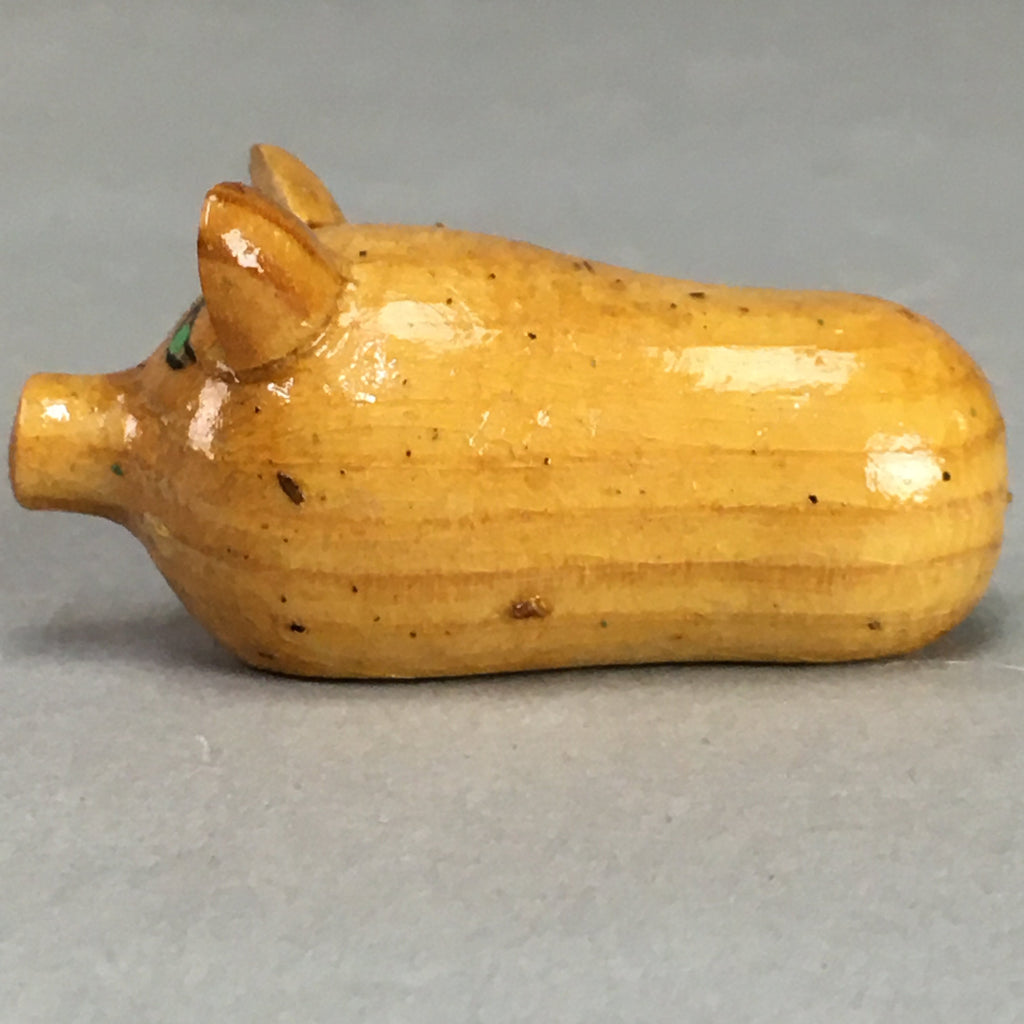 Japanese Kokeshi Doll Vtg Wooden Figurine Pig Animal Brown KF285