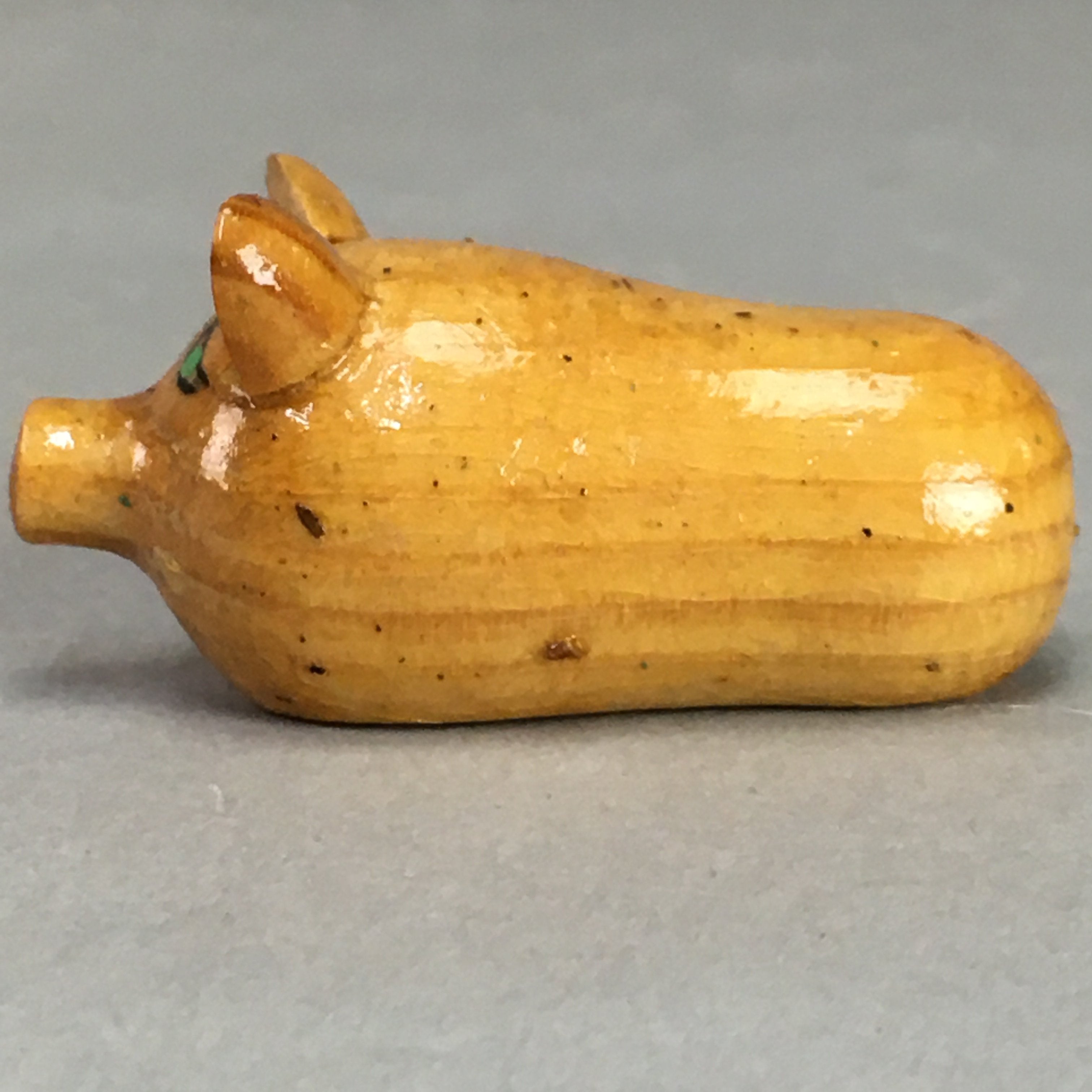 Japanese Kokeshi Doll Vtg Wooden Figurine Pig Animal Brown KF285
