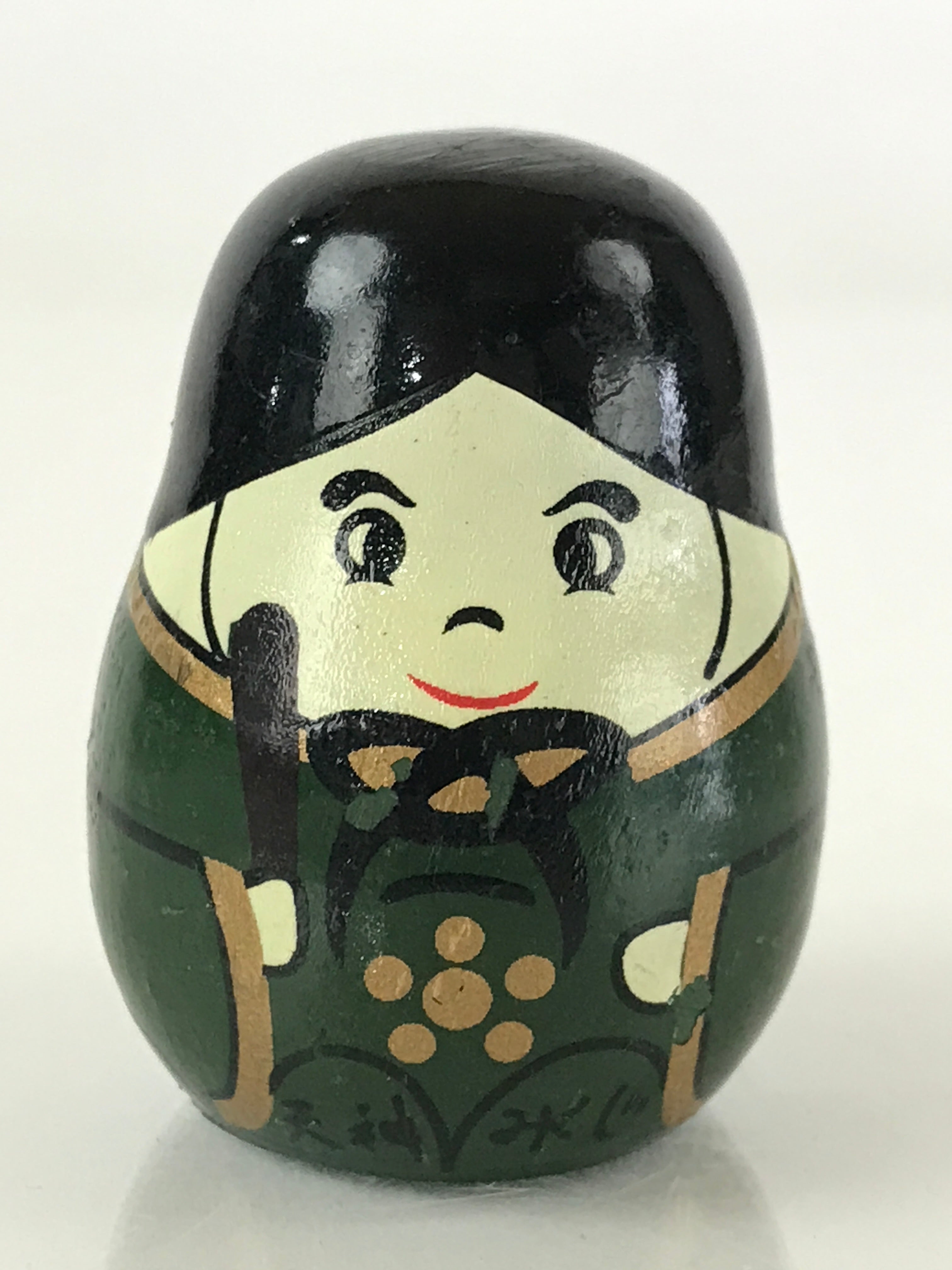 Japanese Kokeshi Doll Vtg Wooden Figurine Prince Fork Craft Green KF580