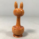 Japanese Kokeshi Doll Vtg Wooden Figurine Rabbit Long Neck Brown KF388