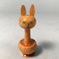 Japanese Kokeshi Doll Vtg Wooden Figurine Rabbit Long Neck Brown KF388