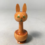 Japanese Kokeshi Doll Vtg Wooden Figurine Rabbit Long Neck Brown KF388