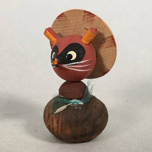 Japanese Kokeshi Doll Vtg Wooden Figurine Raccoon Dog Tanuki Gourd KF485