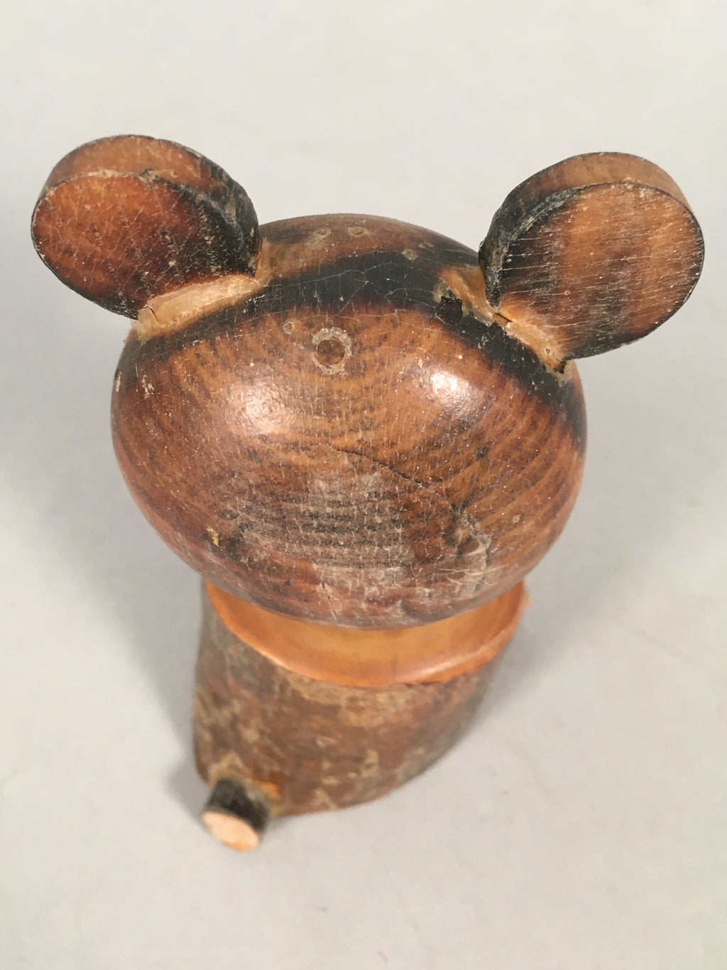 Japanese Kokeshi Doll Vtg Wooden Figurine Raccoon Dog Tanuki KF479