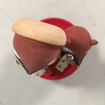 Japanese Kokeshi Doll Vtg Wooden Figurine Raccoon Dog Tanuki Sake Cup KF480