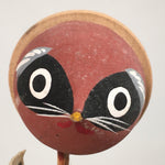 Japanese Kokeshi Doll Vtg Wooden Figurine Raccoon Dog Tanuki Sake Cup KF480