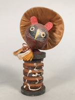 Japanese Kokeshi Doll Vtg Wooden Figurine Raccoon Dog Tanuki Wobbly Head KF481