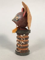 Japanese Kokeshi Doll Vtg Wooden Figurine Raccoon Dog Tanuki Wobbly Head KF481