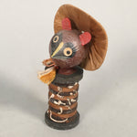 Japanese Kokeshi Doll Vtg Wooden Figurine Raccoon Dog Tanuki Wobbly Head KF481