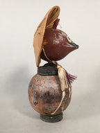 Japanese Kokeshi Doll Vtg Wooden Figurine Raccoon Dog Tanuki Wobbly Head KF482