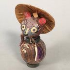 Japanese Kokeshi Doll Vtg Wooden Figurine Raccoon Dog Tanuki Wobbly Head KF482