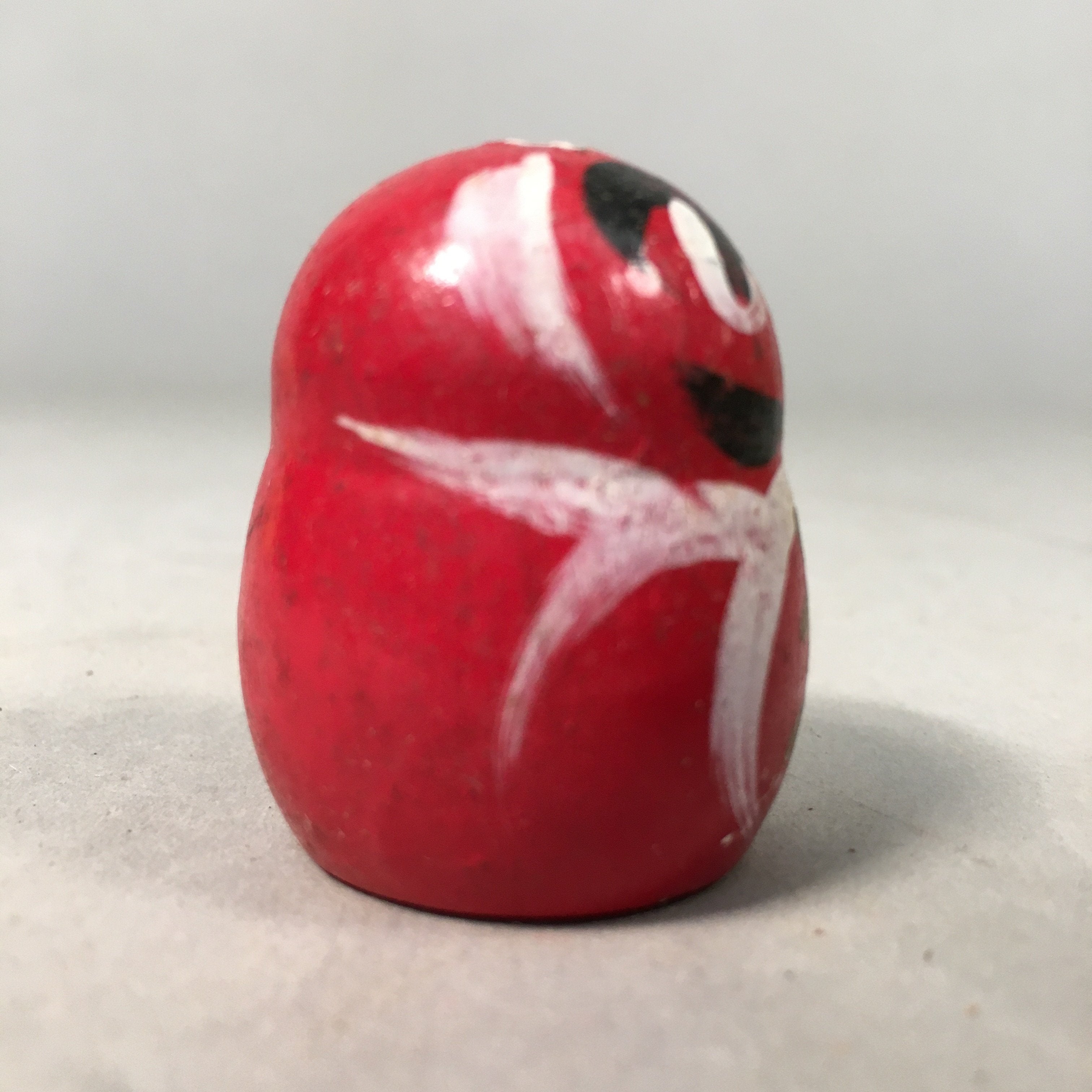 Japanese Kokeshi Doll Vtg Wooden Figurine Red Daruma Fortune Kanji KF385