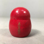 Japanese Kokeshi Doll Vtg Wooden Figurine Red Daruma Fortune Kanji KF385