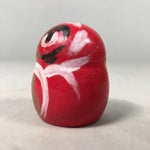 Japanese Kokeshi Doll Vtg Wooden Figurine Red Daruma Fortune Kanji KF385