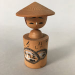 Japanese Kokeshi Doll Vtg Wooden Figurine Shade Hot spring Kanji KF501
