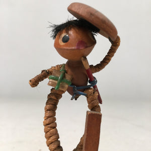 Japanese Kokeshi Doll Vtg Wooden Figurine Shade Traveller Ginkgo