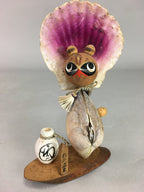 Japanese Kokeshi Doll Vtg Wooden Figurine Shell Racoon Dog Bottle KF299