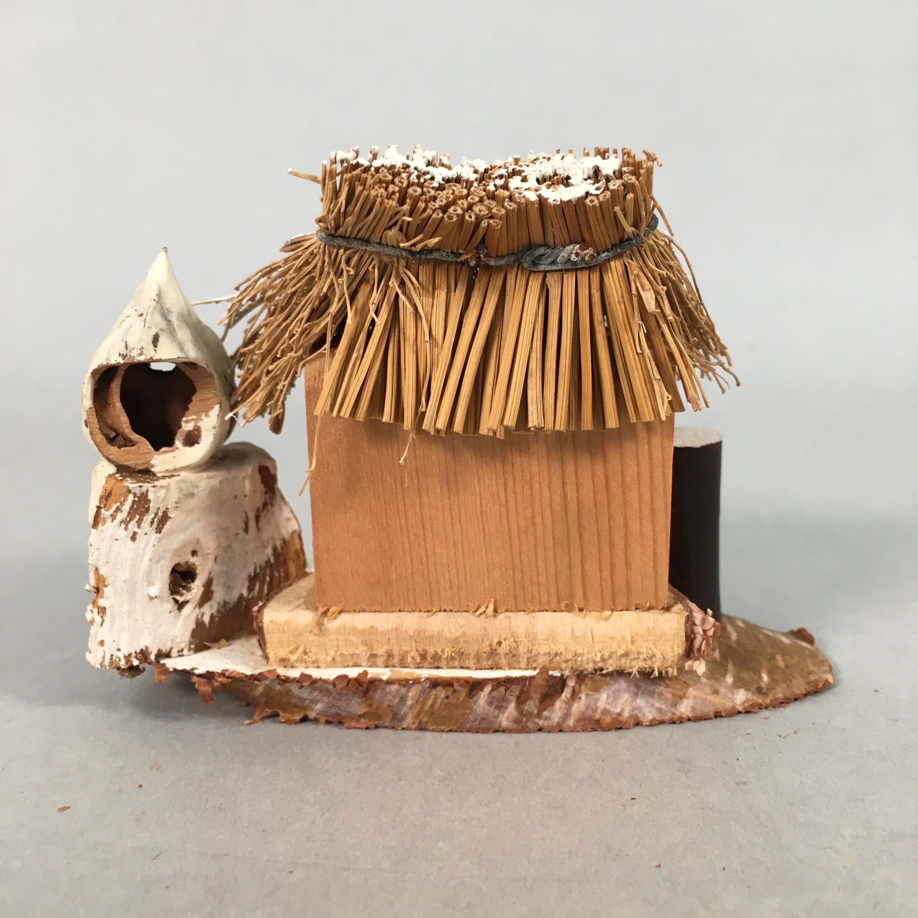 Japanese Kokeshi Doll Vtg Wooden Figurine Snow Thatched Roof House F505