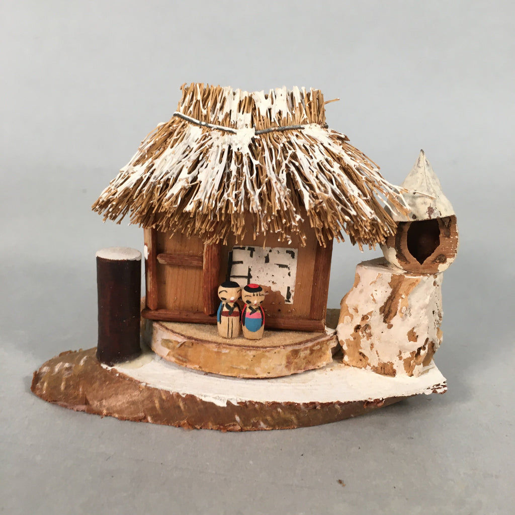 Japanese Kokeshi Doll Vtg Wooden Figurine Snow Thatched Roof House F505