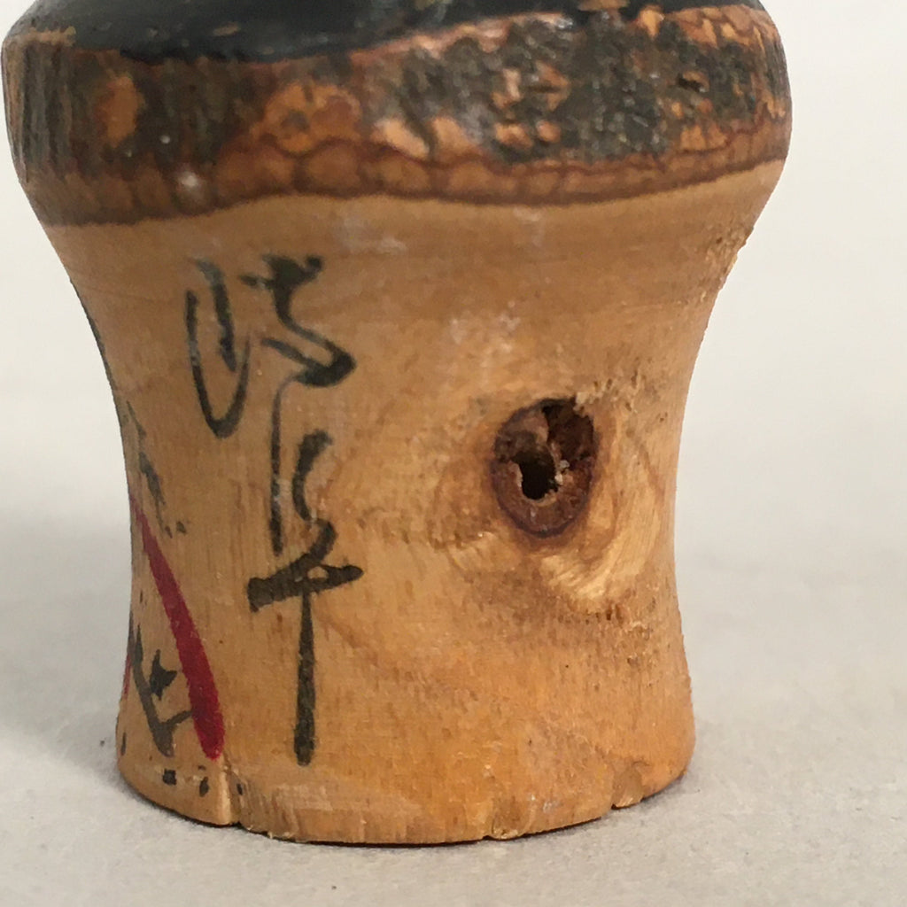 Japanese Kokeshi Doll Vtg Wooden Figurine Wobbly Head Child Bark KF475