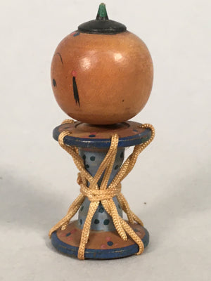 Japanese Kokeshi Doll Vtg Wooden Figurine Wobbly Head Child Drum Taiko KF474