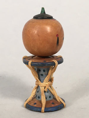 Japanese Kokeshi Doll Vtg Wooden Figurine Wobbly Head Child Drum Taiko KF474