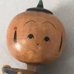Japanese Kokeshi Doll Vtg Wooden Figurine Wobbly Head Child Drum Taiko KF474
