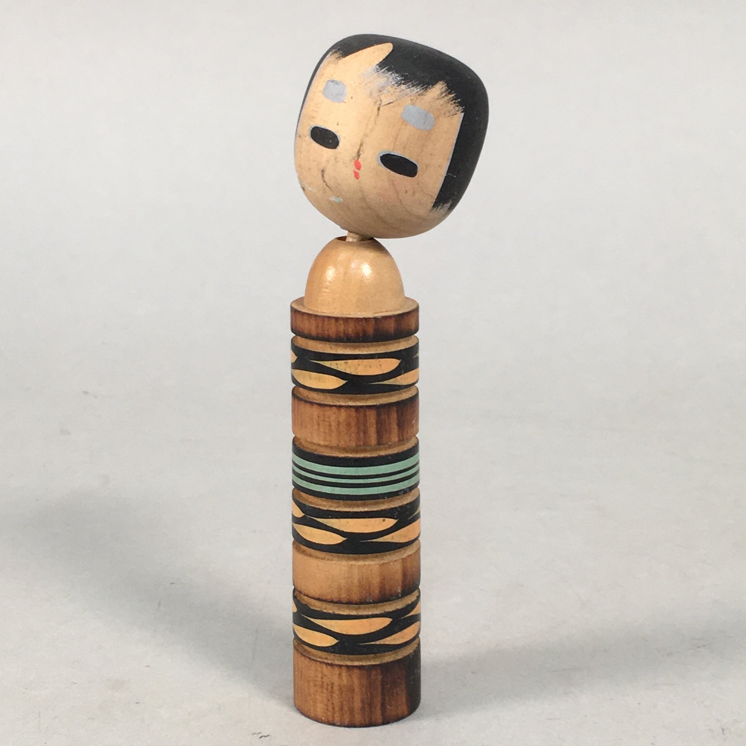Japanese Kokeshi Doll Vtg Wooden Figurine Wobbly Head Child Kid KF448