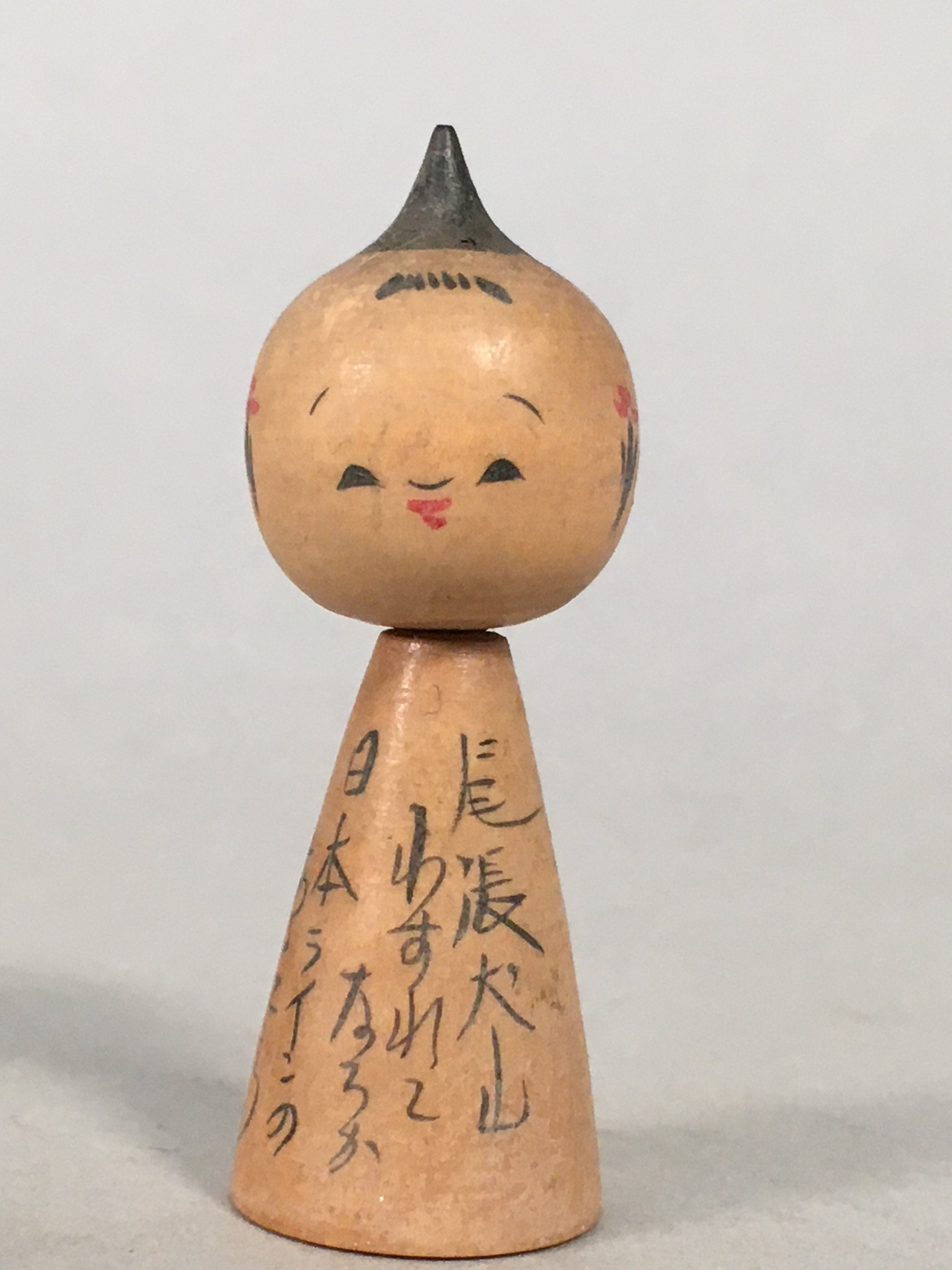 Japanese Kokeshi Doll Vtg Wooden Figurine Wobbly Head Child Ribbon KF472