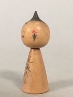 Japanese Kokeshi Doll Vtg Wooden Figurine Wobbly Head Child Ribbon KF472