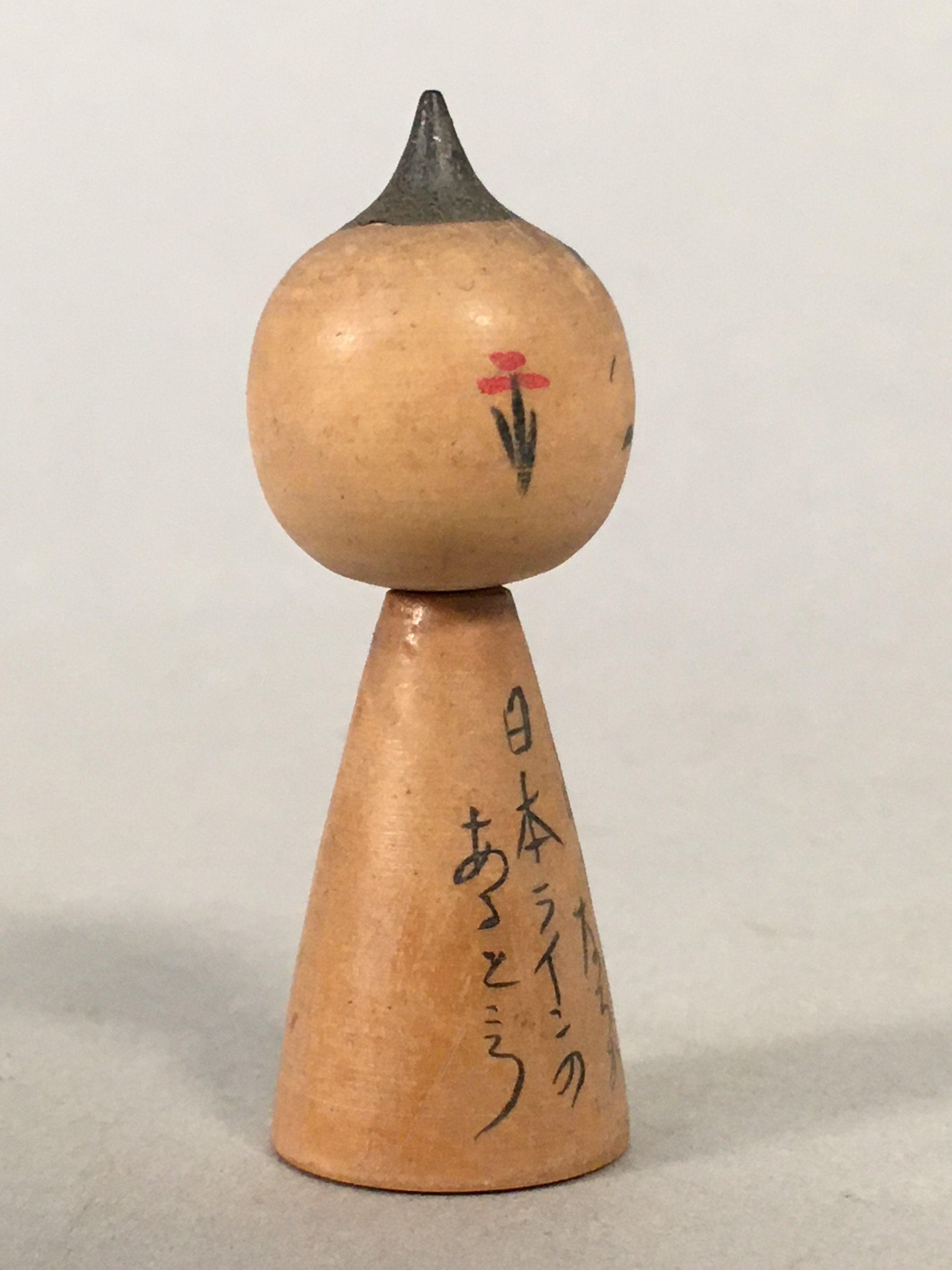 Japanese Kokeshi Doll Vtg Wooden Figurine Wobbly Head Child Ribbon KF472