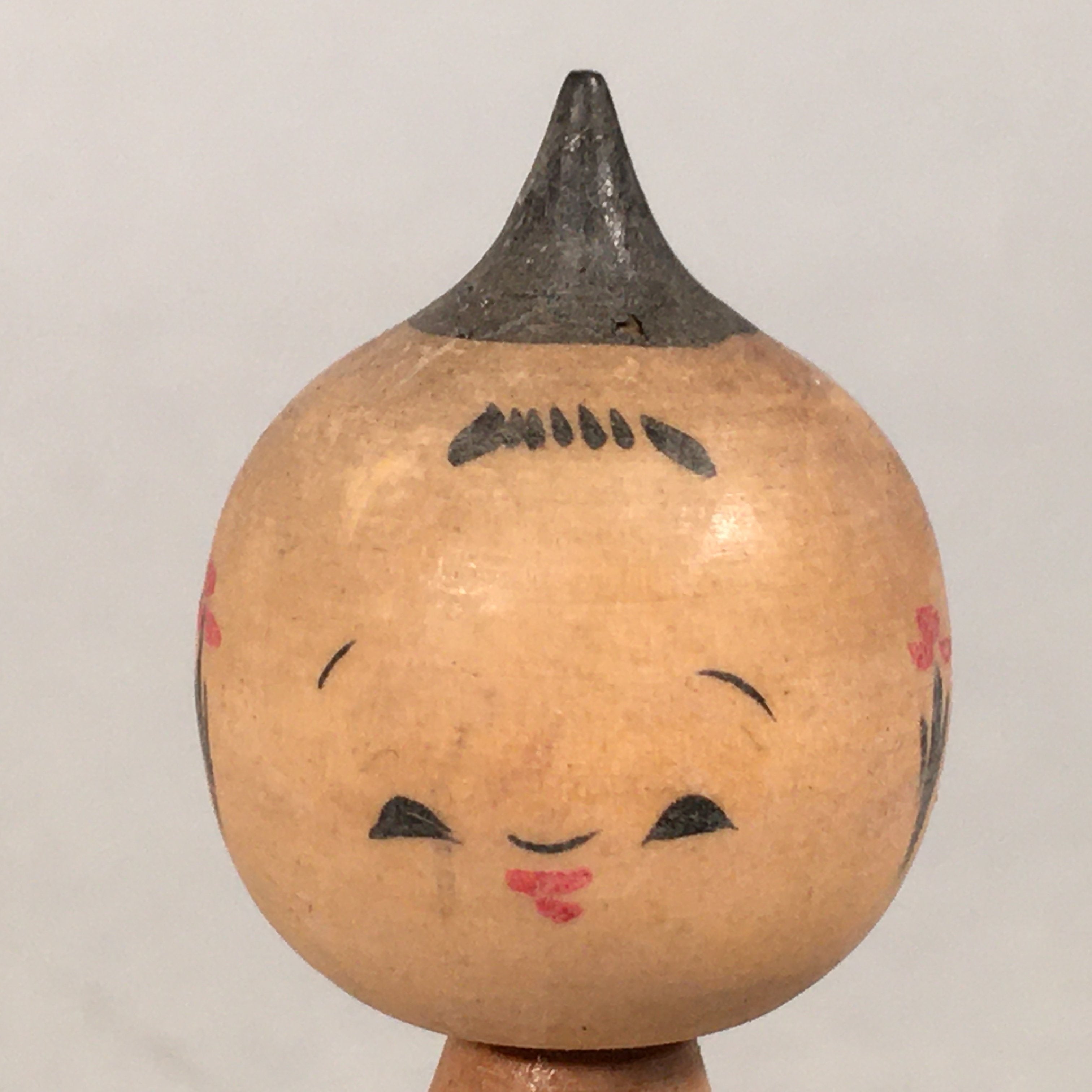 Japanese Kokeshi Doll Vtg Wooden Figurine Wobbly Head Child Ribbon KF472