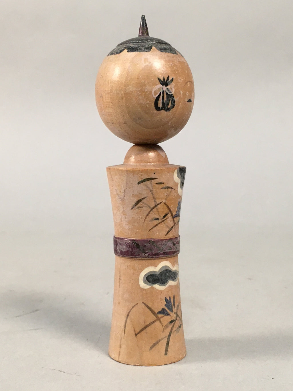 Japanese Kokeshi Doll Vtg Wooden Figurine Wobbly Head Floral KF456
