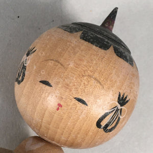 Japanese Kokeshi Doll Vtg Wooden Figurine Wobbly Head Floral KF456