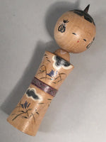 Japanese Kokeshi Doll Vtg Wooden Figurine Wobbly Head Floral KF456