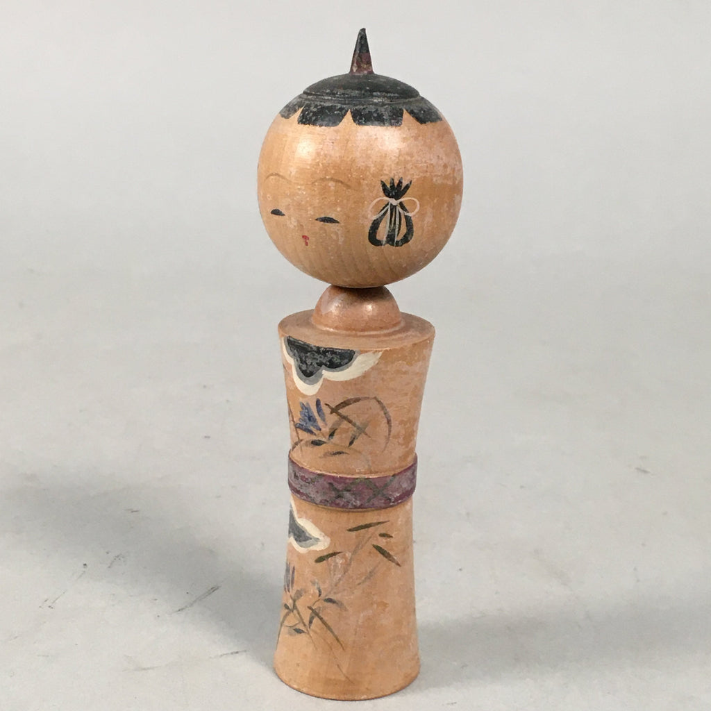 Japanese Kokeshi Doll Vtg Wooden Figurine Wobbly Head Floral KF456