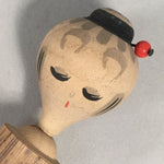 Japanese Kokeshi Doll Vtg Wooden Figurine Wobbly Head Girl Bamboo Peel KF463