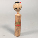 Japanese Kokeshi Doll Vtg Wooden Figurine Wobbly Head Girl Bamboo Peel KF463