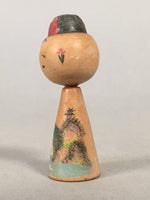 Japanese Kokeshi Doll Vtg Wooden Figurine Wobbly Head Girl Kanzashi KF471