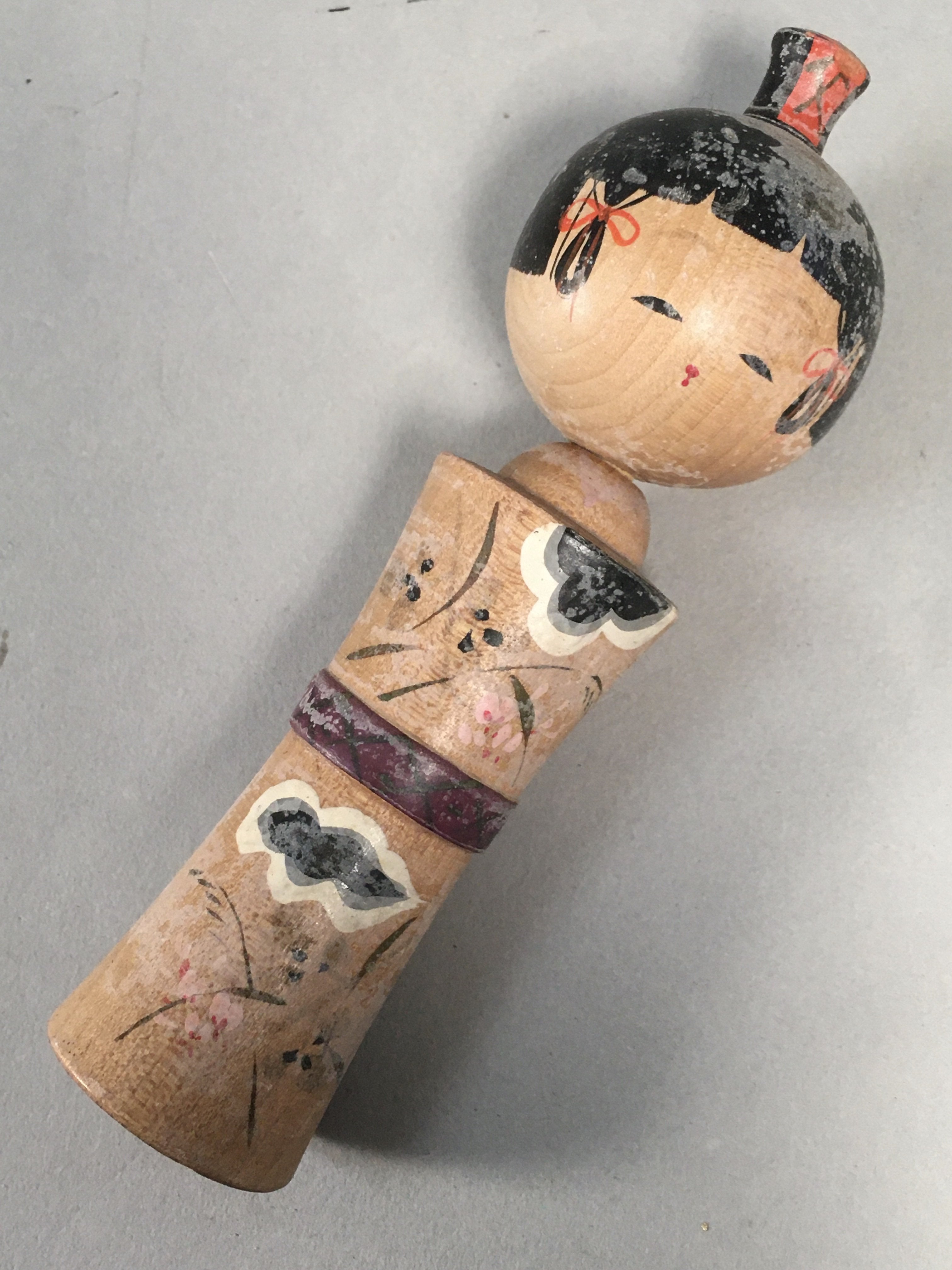 Japanese Kokeshi Doll Vtg Wooden Figurine Wobbly Head Kimono Girl KF460