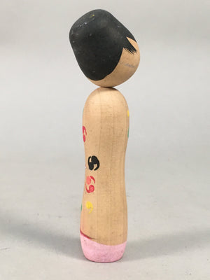 Japanese Kokeshi Doll Vtg Wooden Figurine Wobbly Head Okame Kimono KF455
