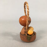 Japanese Kokeshi Doll Vtg Wooden Figurine Wobbly Head Orange Basket KF504