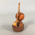Japanese Kokeshi Doll Vtg Wooden Figurine Wobbly Head Orange Basket KF504