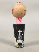 Japanese Kokeshi Doll Vtg Wooden Figurine Wobbly Head Osaka Tsutenkaku KF444