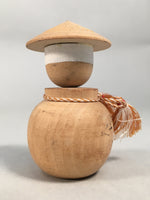 Japanese Kokeshi Doll Vtg Wooden Figurine Wobbly Head Pot Round Shade KF467
